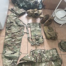 Army Supply Clothes Boot And Bag 