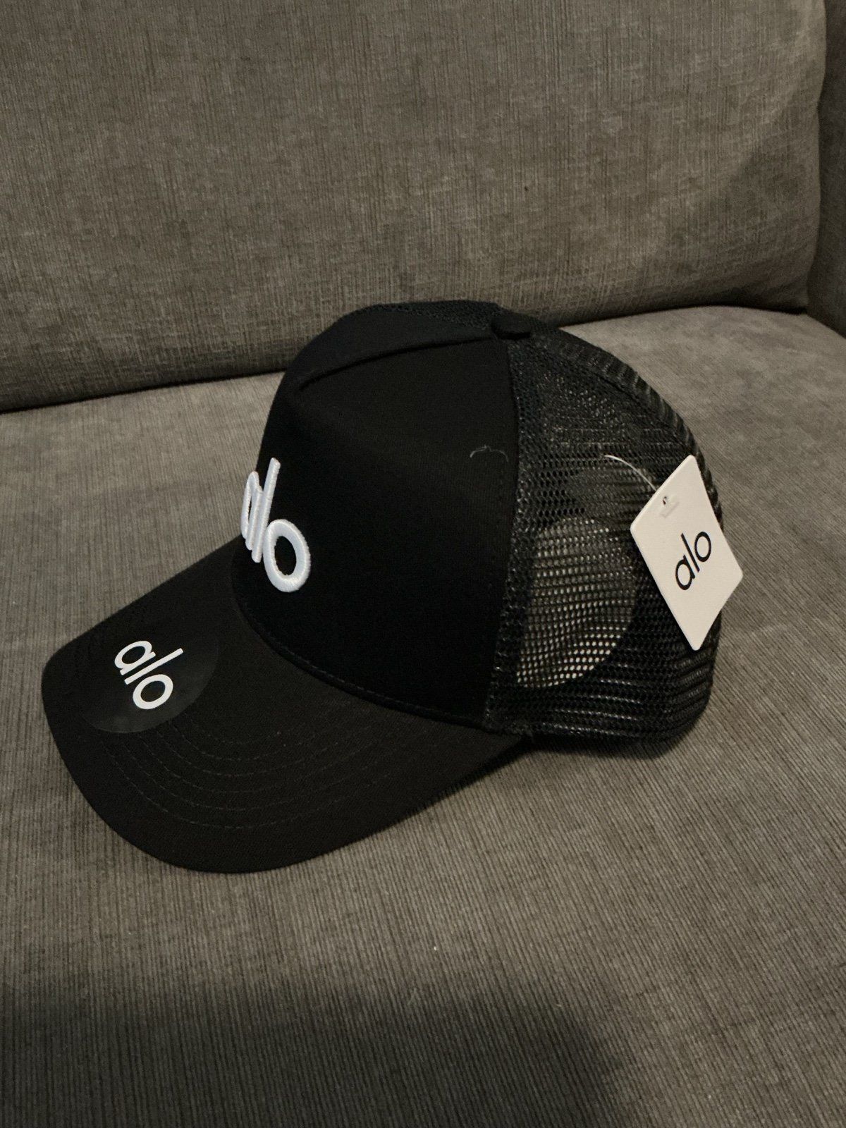 Alo Yoga (white on black) Trucker Hat
