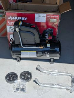 Like New Husky 8 Gal. 150 PSI Portable Electric Oil-Free Horizontal Hotdog Air Compressor.