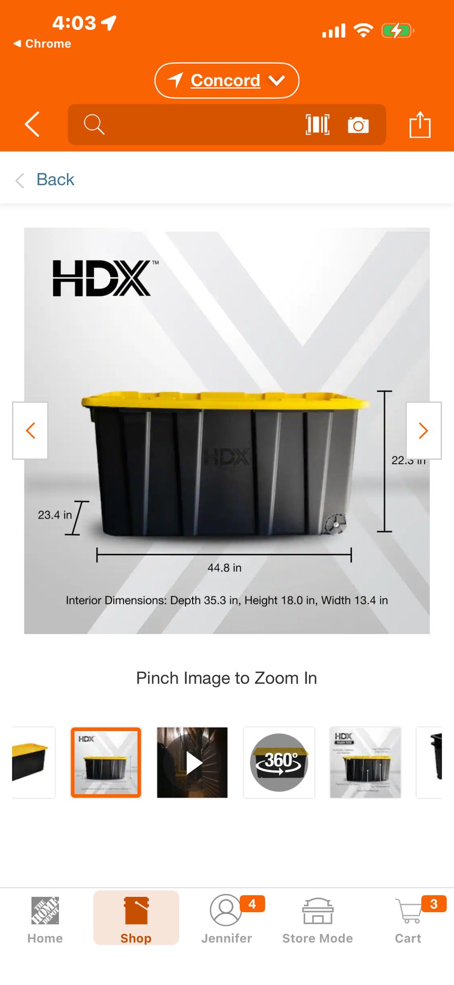 77 gallon HDX storage tote on wheels