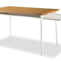 Herman Miller Enchord Desk – 62” Oak Top + White Extension (Modern Office Desk)