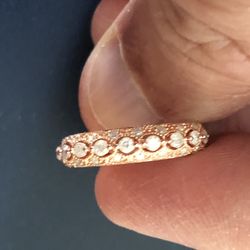 18kt Rose Gold Over Sterling Silver Half Carats Natural White Diamonds Ring Size 6.5 