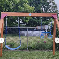 DIY Wooden Swing Set: Backyard Playground with Belt Swings