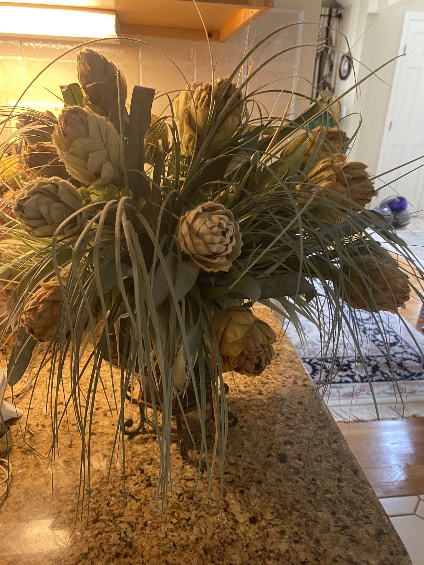Artichoke Centerpiece On Pedestal Vase