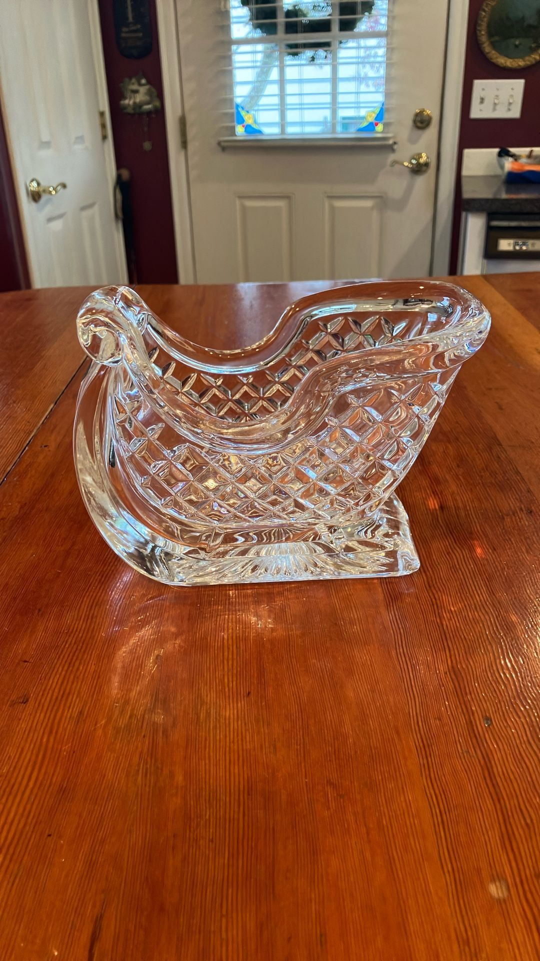 Heavy 3 Lbs Lead Crystal Christmas Sleigh Candy Dish