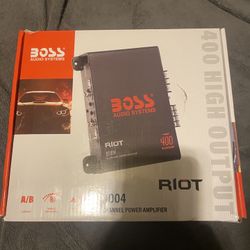 BOSS Audio Systems R1004 Riot Series 4 Channel Amplifier Car Audio - Class A/B, 400 High Output, 2-8 Ohm Stable, High/Low Level Inputs, Full Range