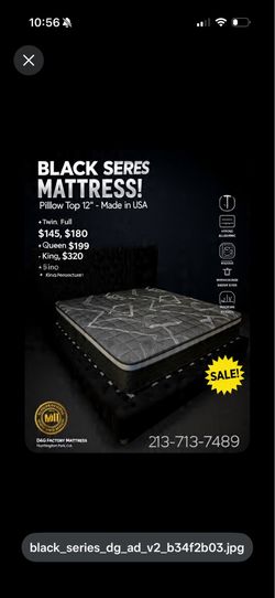 King size mattress pillow top 12”.    New mattress n  a plastic sealed.   We offer same day delivery