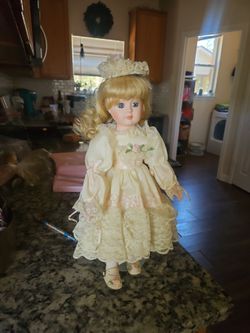Porcelain Collector Doll with Lace Dress