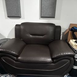 Modern Dark Brown Faux Leather Armchair