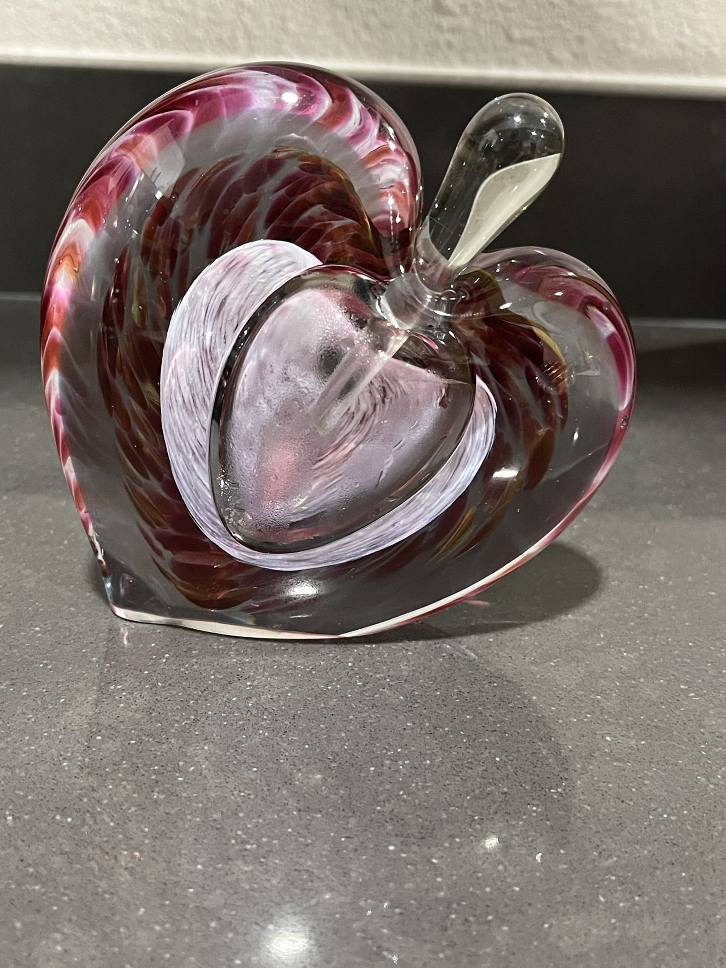 Hand Blown Heart Shaped Art Glass Perfume Bottle With Stopper