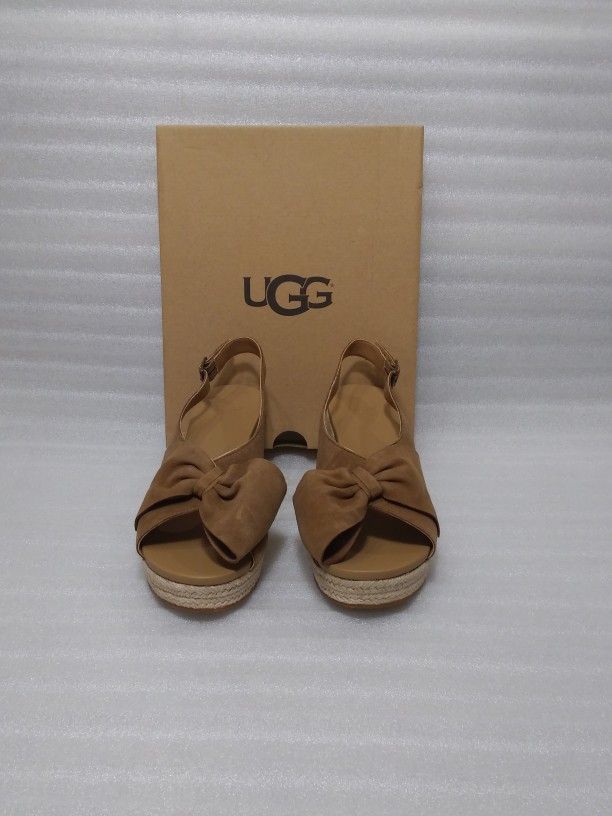 UGG Sandals Wedge Heels. Brown. New In Box. Size 8 Women's Shoes. Authentic 