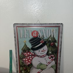 Christmas Snow Man Tin Sign Decoration 18x23