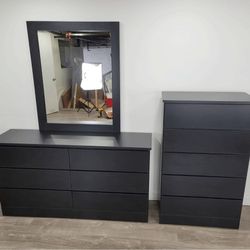 DRESSER WITH MIRROR AND CHEST  ( CÓMODA  CON ESPEJO Y GAVETERO)