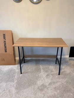 Wood Top Desk with Black Metal Legs