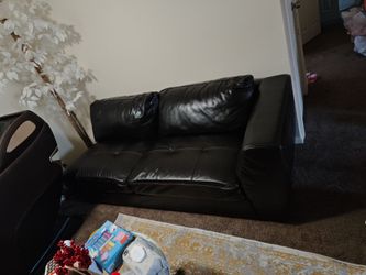 Black Faux Leather Loveseat
