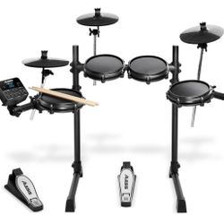 Alesis Turbo Mesh Electric Drum Set With 100+ Sounds, Quiet Mesh Drum Pads, Drum Sticks, Extra Bass Pedal