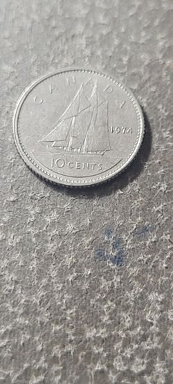 1974 Canadian 10 Cent Dime Coin