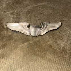 WWII ARMY AIR CORPS PILOT WINGS BADGE 3-1/16” SIZE INSIGNIA STERLING SILVER #82