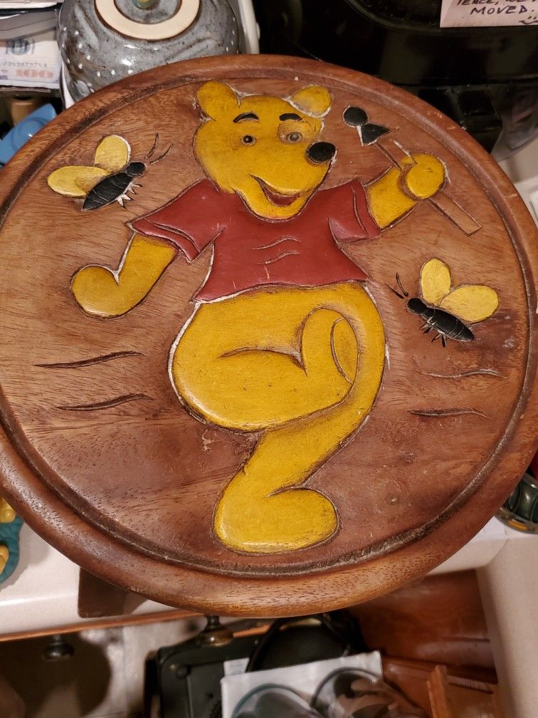 Pooh/ Wood/ Child Size / Stool/ Vintage / Preowned 