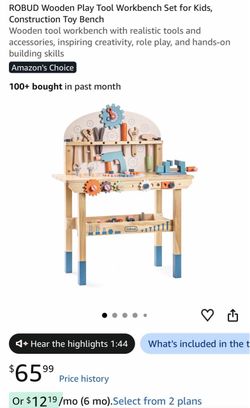 Wooden Play Tool Workbench Set for Kids