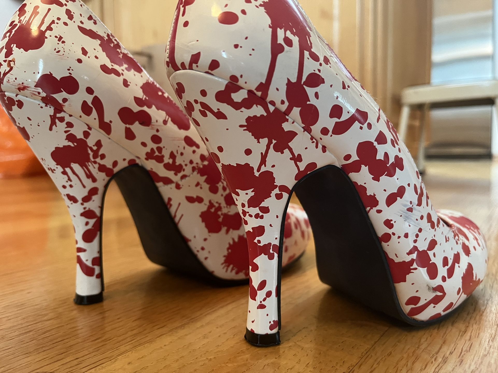 Finish Off Your Costume In Style! Blood Splattered Heels, Size 9