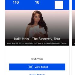 Kali Uchis - The Sincerely, Tour Wed . Aug 27 8:00PM-PHX Arena $750 Each *Verified presale tickets*