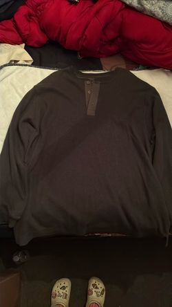Dark Brown Long Sleeve Henley Shirt