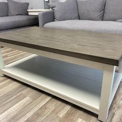 Farmhouse Coffee Table With Casters 