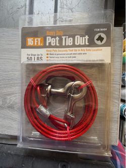 Pet Tie 15Ft.  Steel Cable For 50lb Dogs