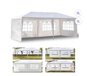 10'x20' Outdoor Party Tent, Large Wedding Birthday Tents for Parties, White Canopy Tent with 6 Removable &@