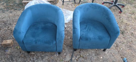 2 Blue Swivel Chairs