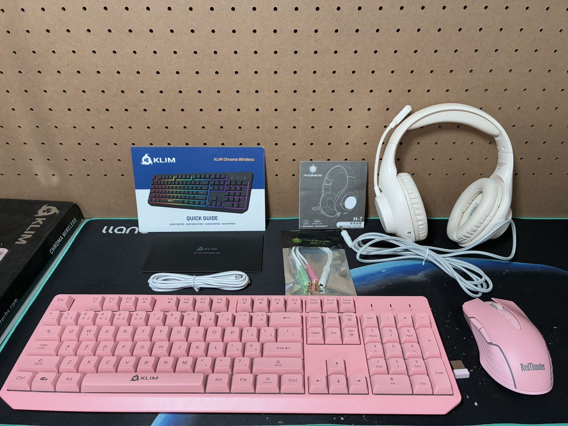 Pink Wireless Gaming Bundle - White Wired Headset
