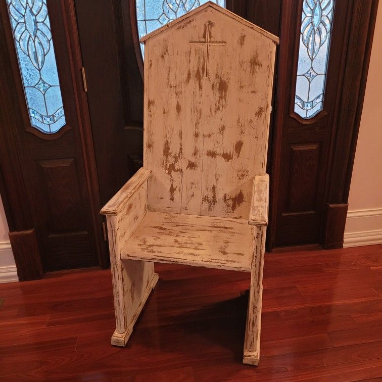 Antique Presider's Pulpit Church Wood Chair