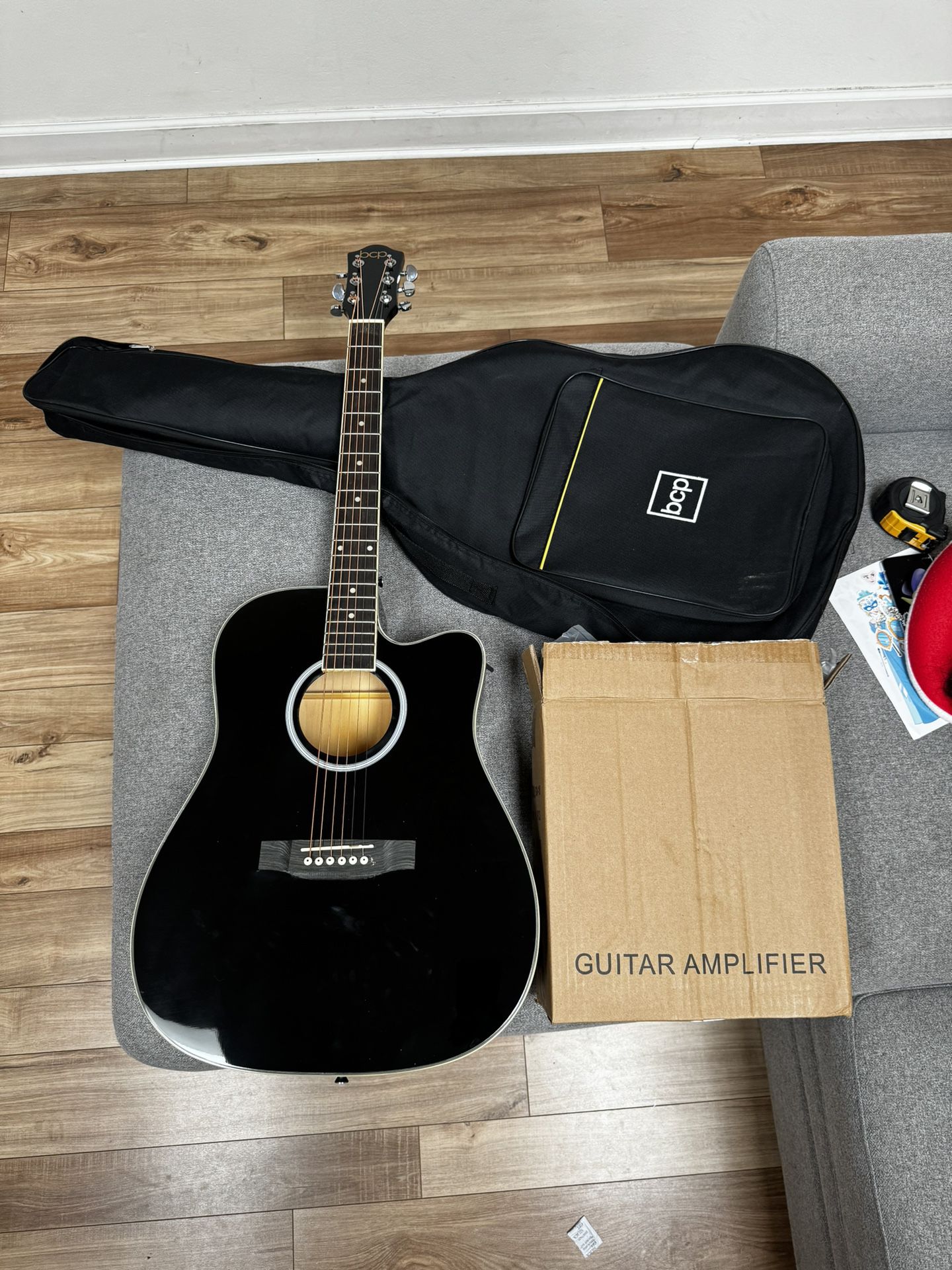 BCP acoustic electric guitar and amplifier