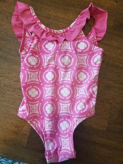 Circo girls 2t swimsuit pink white ruffles bow in back