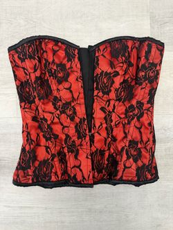 Daisy Corsets Lavish Red Lace Front Zipper Corset Size Large