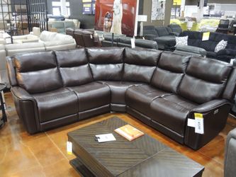 Hi Rock Home Rainier Leather 3 Piece Sectional - Dark Brown (Morro Bay Trail) | L-Shaped Couch | Corner Couch