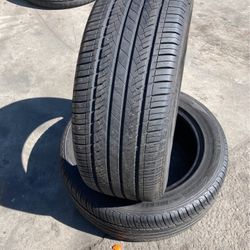 I got two tires in great condition they have about 70 to 80% size number 215/55/1616’s