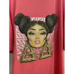 Pink Nicki  Minaj Fendi print Tshirt Large