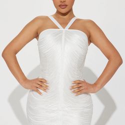 White Fringe Fashion nova Dress 