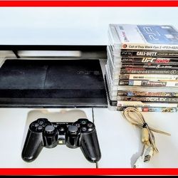 SONY PlayStation 3 PS3 and Blu-ray player with 1  controller and  Charging Cord 12 games
