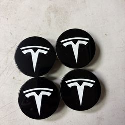 4 pcs Set of Tesla Wheel Center Hub Caps Black/White– 56mm Model 3, S, X, Y