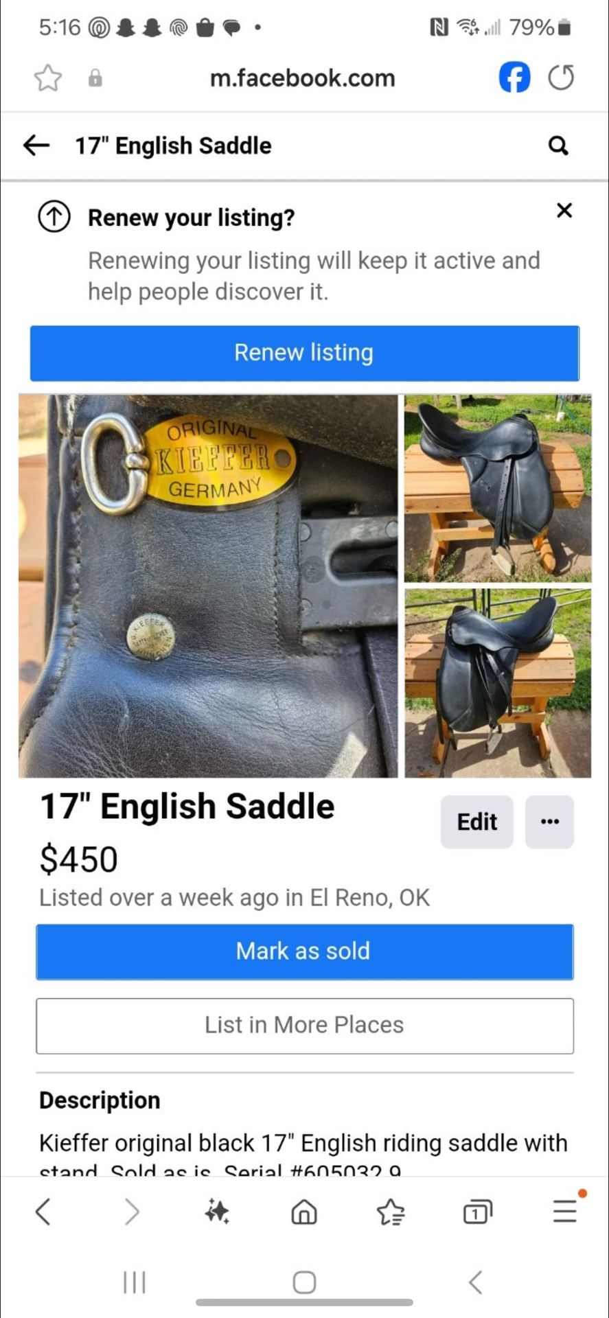 17 Inch Saddle