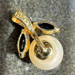 14k yellow gold pearl sapphire ball pendant charm