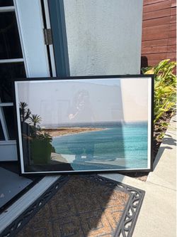 Large beach framed artwork/ picture with black frame