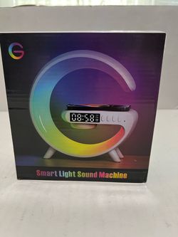 Smart LED Table Lamp, 4-in-1 Wireless Charger, Night Light, Alarm Clock,