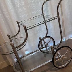 Elegant Chrome & Glass Bar Cart / Serving Cart – $100 OBO