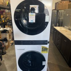 LG 5.0 cu. ft. Washer 7.8 cu. ft. Dual Inverter Heat Pump Ventless Dryer Electric Washtower in White