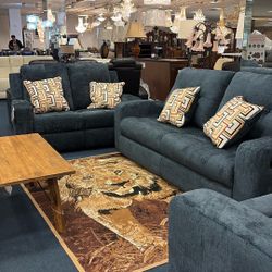 Ashley Denim Ink Reclining Sofa,Loveseat,Chair 