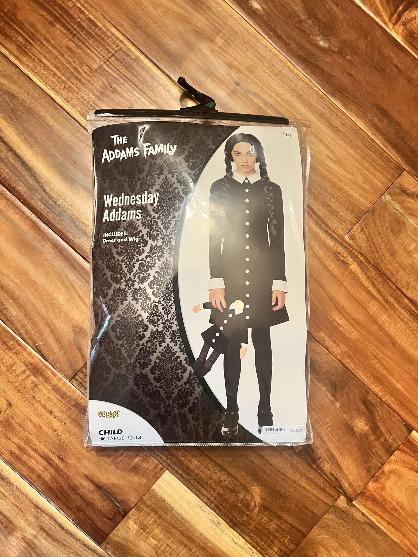 Girl’s Wednesday Addams halloween costume. Size large 12/14